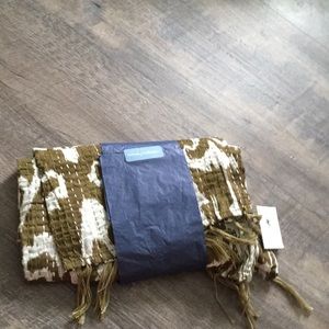 Cream and green scarf